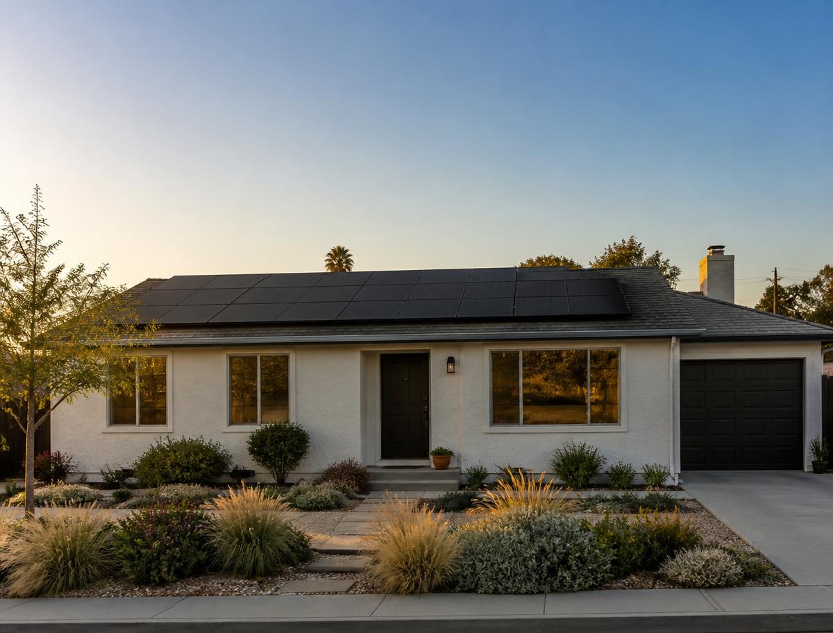 Southern California home with a clean, professionally installed rooftop solar array