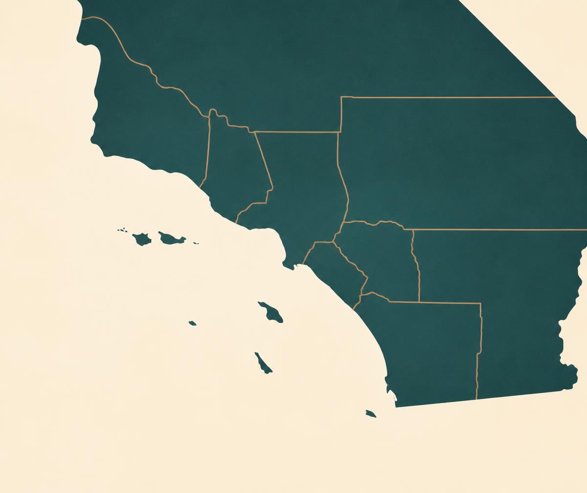 Illustrated map of the Southern California counties Vecino serves